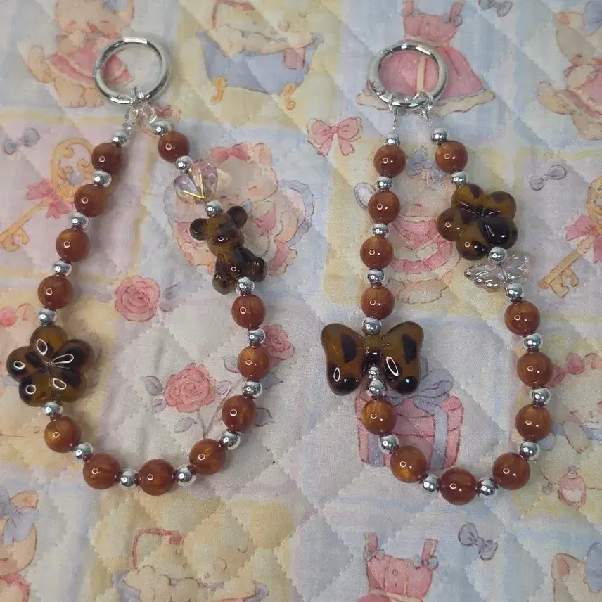[BUNJANG] Handmade Leopard Print Beaded Keychain / 호피 포인트 비즈 키링 (개당 4000
