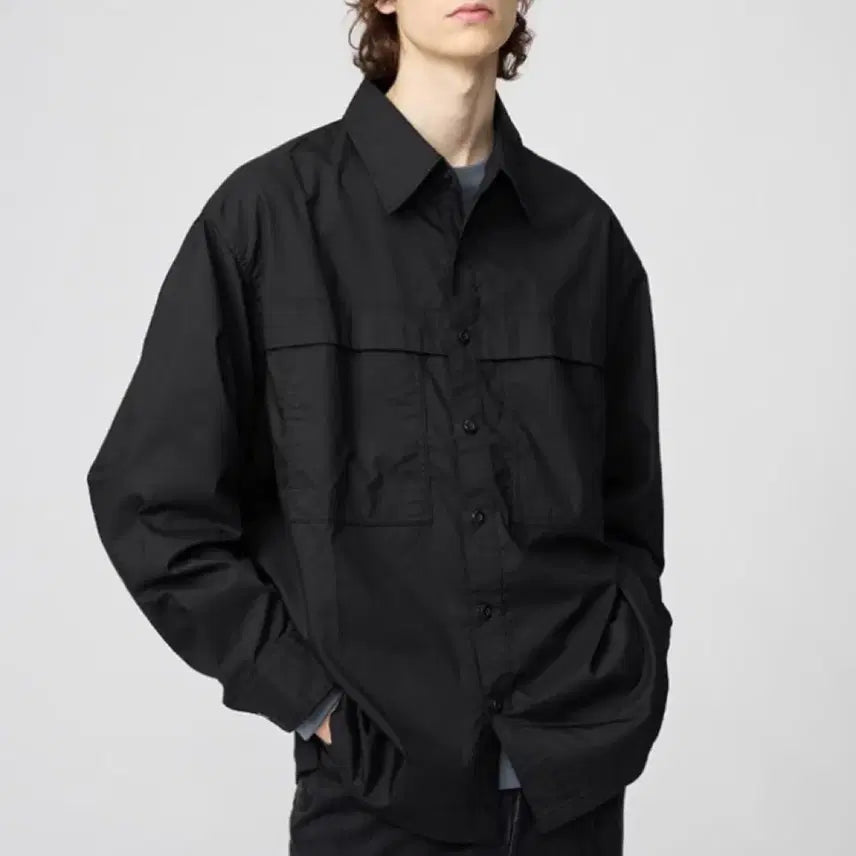 [BUNJANG] Uniqlo U Utility Oversized Shirt Black S / 유니클로U 유틸리티 오버사이즈 셔츠 블랙s