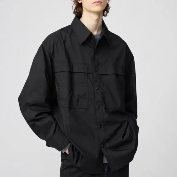 [BUNJANG] Uniqlo U Utility Oversized Shirt Black S / 유니클로U 유틸리티 오버사이즈 셔츠 블랙s