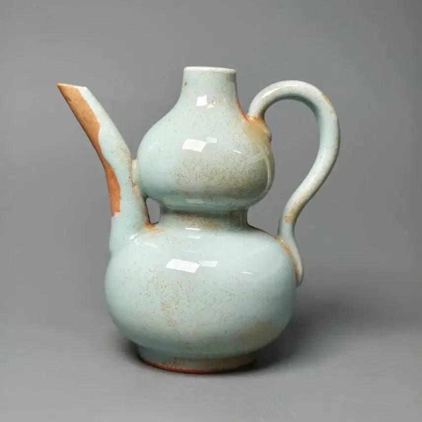 [BUNJANG] Qing Dynasty Celadon Glazed Gourd-Shaped Teapot - Chinese Antique Porcelain / [진품] 청대 중기 용천요 호록형 주전자 중국도자기 골동품 고미술품