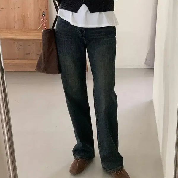 [BUNJANG] Mellow Awesome Comfort Dark Ash Straight Leg Denim Pants / 멜로우어썸 컴포트 다크 애쉬 일자 데님 팬츠