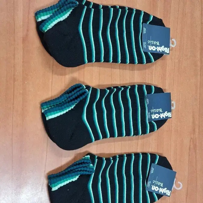 [BUNJANG] Korean Made Striped Ankle Socks (3-Pack) / 국산 줄나염 검정 도톰한 단목 양말 3매 25~27cm