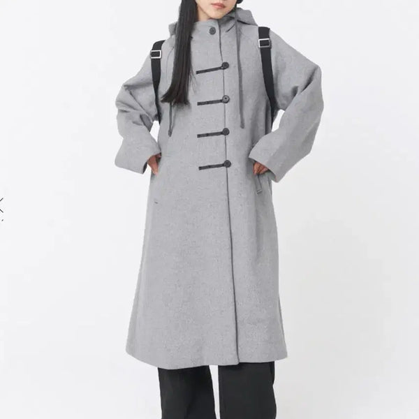 [BUNJANG] MISEKI SEOUL Hoodie Long Duffle Coat - Grey / 미세키서울 후디 롱 더플 코트 그레이
