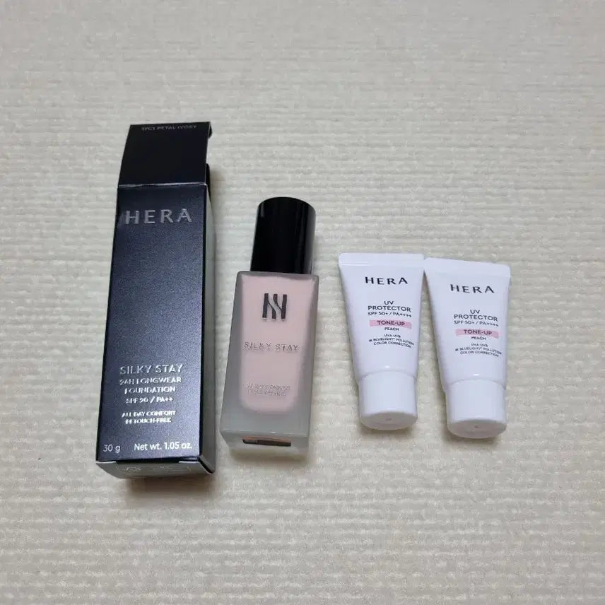 [BUNJANG] Hera Silky Stay 24H Longwear Foundation & UV Protector Tone Up Peach Set / 헤라 실키스테이 파운데이션  17c1 17n1 21n1 23n1 톤업선