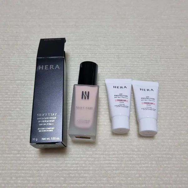 [BUNJANG] Hera Silky Stay 24H Longwear Foundation & UV Protector Tone Up Peach Set / 헤라 실키스테이 파운데이션  17c1 17n1 21n1 23n1 톤업선