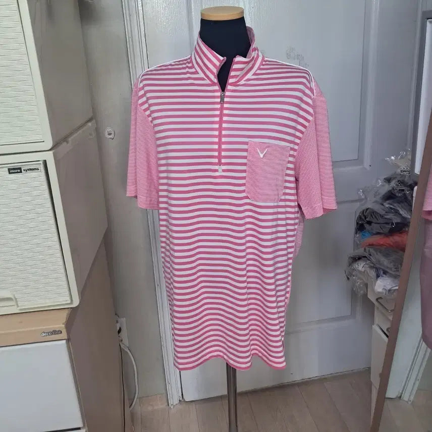 [BUNJANG] Callaway Golf Apparel Men's Striped Short Sleeve T-Shirt (L) / 캘러웨이 골프웨어 남성 반팔티 반팔티셔츠 L