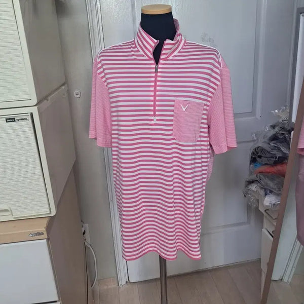 [BUNJANG] Callaway Golf Apparel Men's Striped Short Sleeve T-Shirt (L) / 캘러웨이 골프웨어 남성 반팔티 반팔티셔츠 L