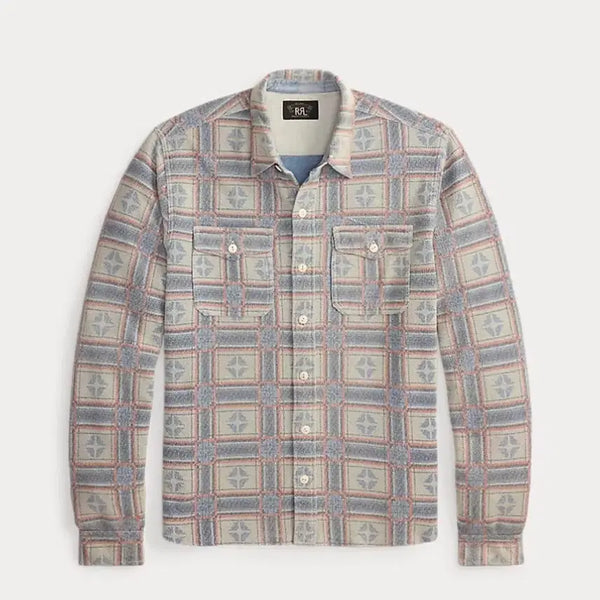 [BUNJANG] RRL Reverse Terry Print Work Shirt / RRL 프린트 리버스 테리 워크 셔츠