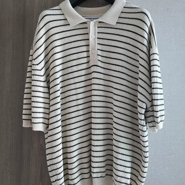 [BUNJANG] Branded Ivory Stripe Knit / 브랜디드 아이보리 스트라이프 니트
