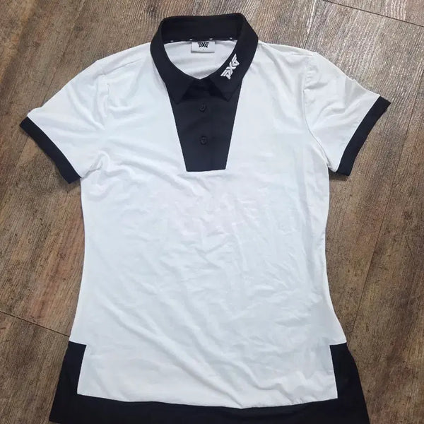 [BUNJANG] PXG Women's Golf Polo Shirt White/Black Size 90 / PXG 골프 카라티 화이트 블랙 여성90호