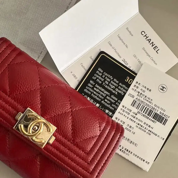 [BUNJANG] Chanel Boy Chanel Quilted Wallet Red / 샤넬 보이 샤넬 퀼팅 지갑 레드