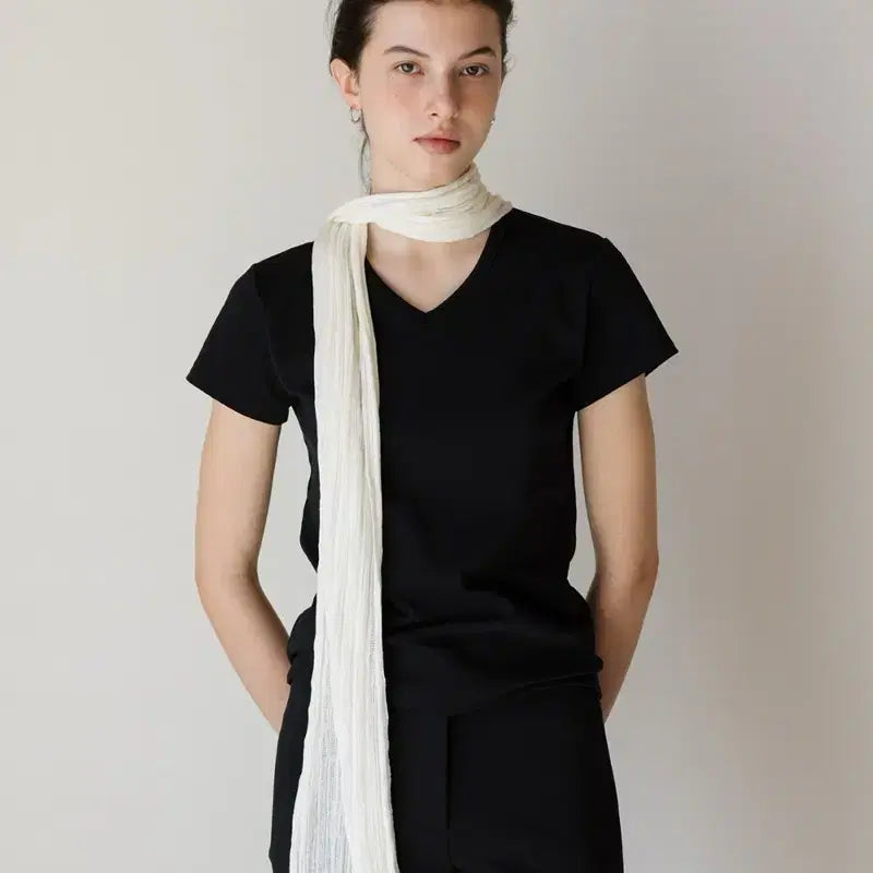 [BUNJANG] Suamar Rua Wrinkle Scarf (Cream) / 수아마르 Rua Wrinkle Scarf (Cream)