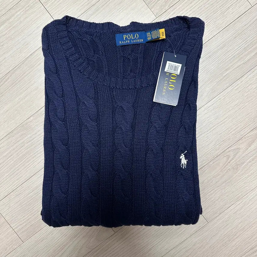[BUNJANG] Polo Cable Knit Navy / 폴로 케이블 니트 네이비