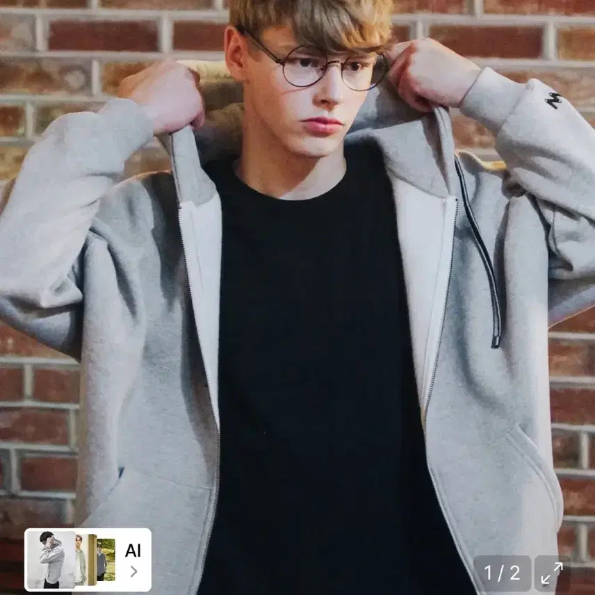 [BUNJANG] WV Project Hoodie Zip-up Grey L / [L] 더블유브이프로젝트 후드집업 그레이