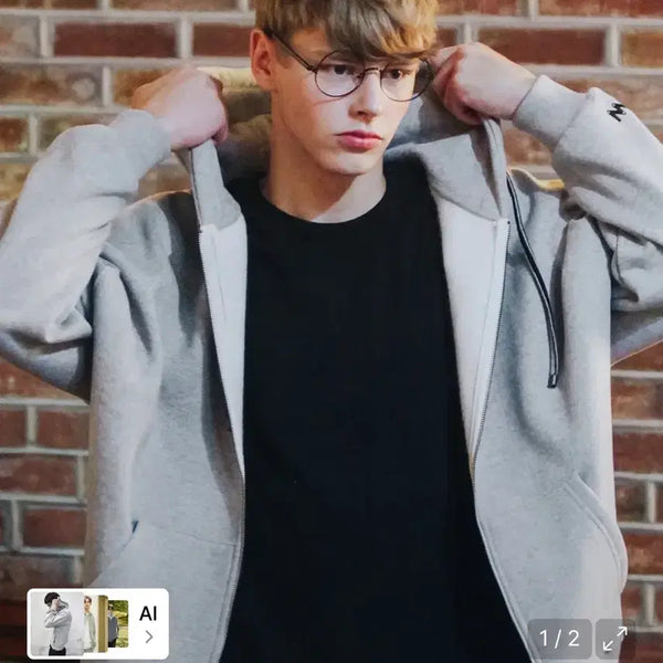 [BUNJANG] WV Project Hoodie Zip-up Grey L / [L] 더블유브이프로젝트 후드집업 그레이
