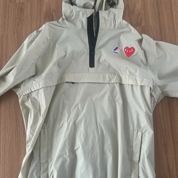 [BUNJANG] Comme des Garçons PLAY x K-Way Half Zip Jacket Beige / 플레이 꼼데가르송 x 까웨 하프 집 자켓 베이지 L 바람막이