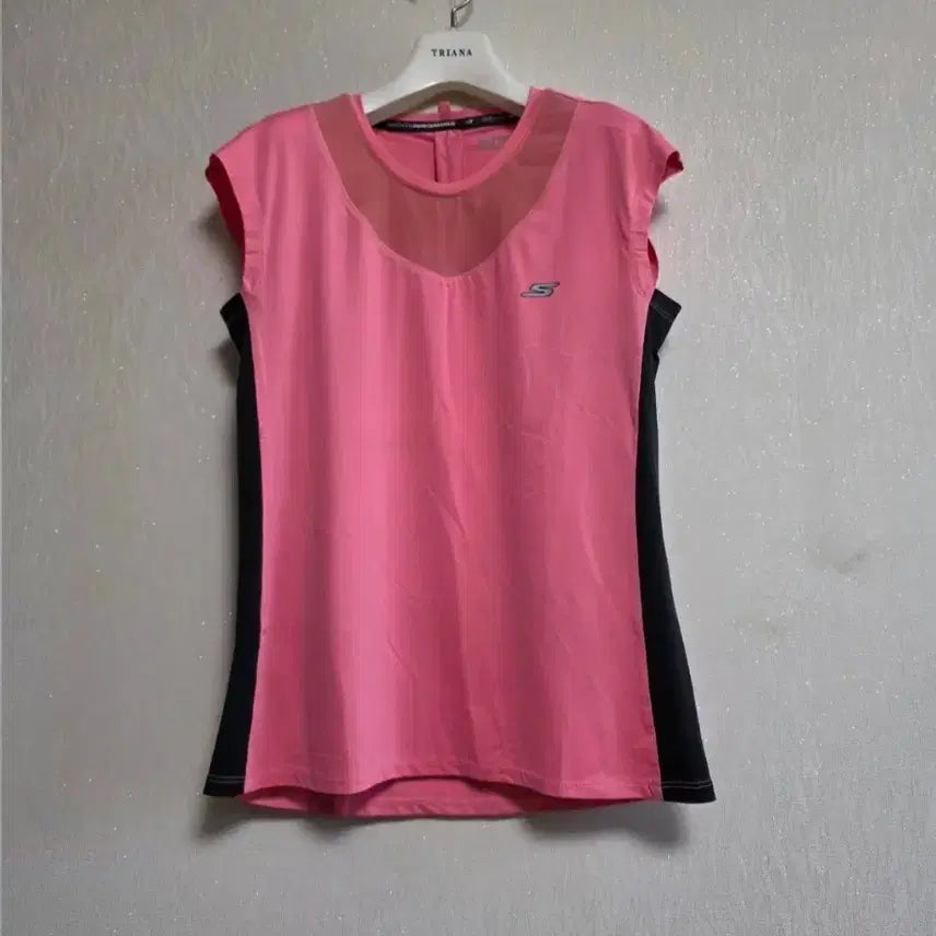 [BUNJANG] Skechers Women's Colorblock Sports T-Shirt / 스케쳐스 여성 핑크/블랙 스포츠 티