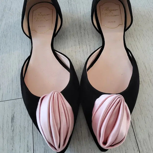 [BUNJANG] Roger Vivier Black Mule Pink Embellishment Flats / 로저비비에 블랙 뮬 핑크 장식 새제품
