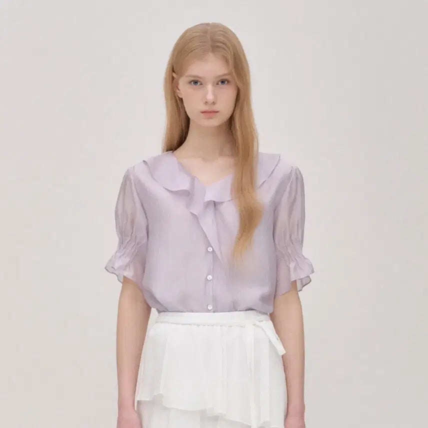 [BUNJANG] SJYP Ruffle Collar Blouse Lavender / sjsj 러플 칼라블라우스 라벤더