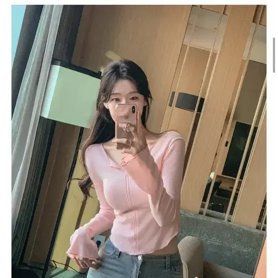 [BUNJANG] FROM THE DAY ONE Reive Yeori Long Sleeve Pink / 프롬데이원 리이브 여리 롱슬리브 핑크