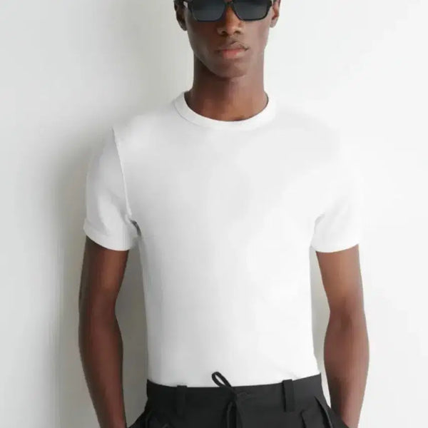 [BUNJANG] COS Slim Ribbed Short Sleeve T-Shirt White XL / 코스 슬림 리브드 반팔 티셔츠 화이트 XL