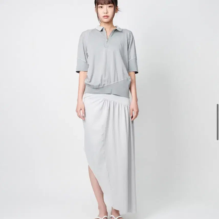[BUNJANG] EE Garment Dyed Half Zip-up T-shirt (Grey) S / EE 누마레 가먼트 다이디드 하프 집업 (그레이) S