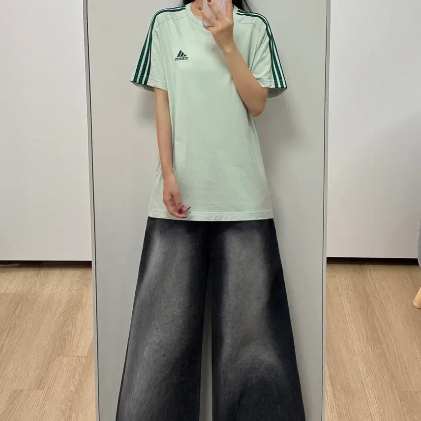 [BUNJANG] Adidas Deep Green Trefoil T-Shirt / 아디다스 딥그린 삼선 반팔 티셔츠