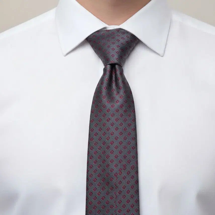 [BUNJANG] Louis Quatorze Charcoal 100% Wool Patterned Necktie / 루이까또즈 차콜 견100 패턴 넥타이