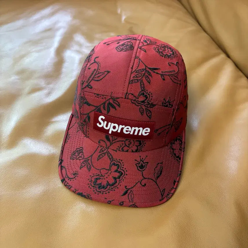[BUNJANG] Supreme Floral Jacquard Box Logo Camp Cap Red / 슈프림 캠프캡 모자 박스로고 플로랄 자카드 레드