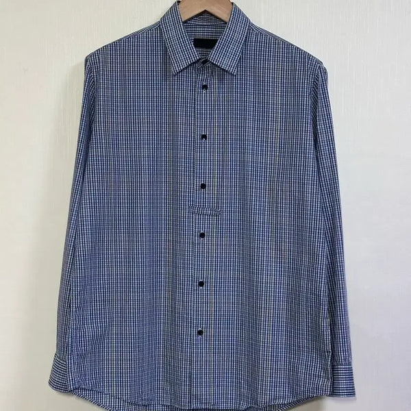 [BUNJANG] TIME HOMME Detailed Check Shirt Blue / 타임옴므 디테일 체크셔츠 /블루/100