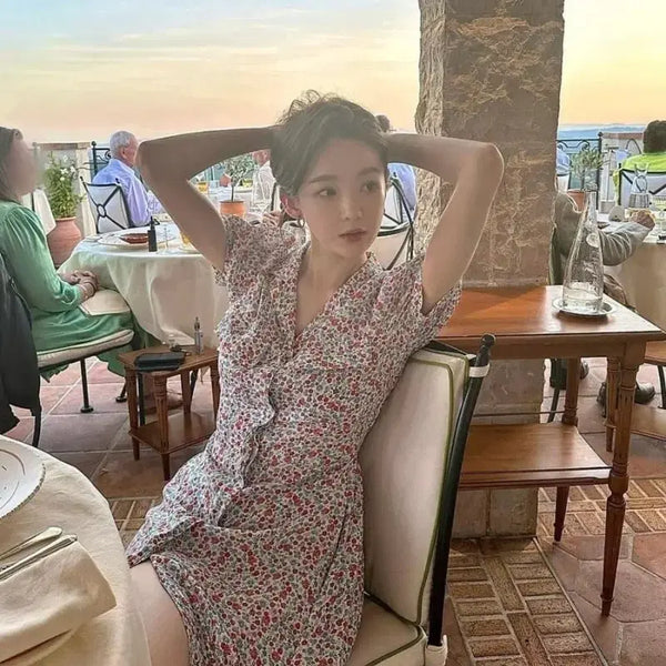 [BUNJANG] Avie mua Kang Min-kyung Floral Print Ruffle Long Dress / 아비에무아 강민경 원피스 1/M 사이즈