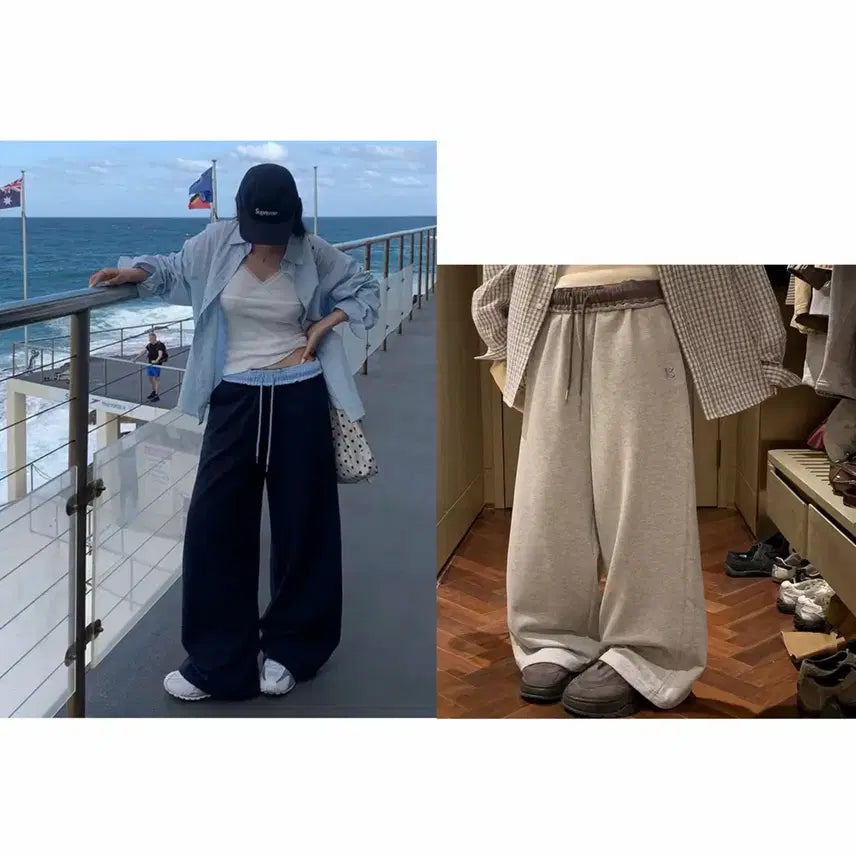 [BUNJANG] Baydelli Color-Block Training Pants Bundle Set / 새상품) 2개 일괄 에이블리 베이델리 퓨어 배색 트레이닝 팬츠