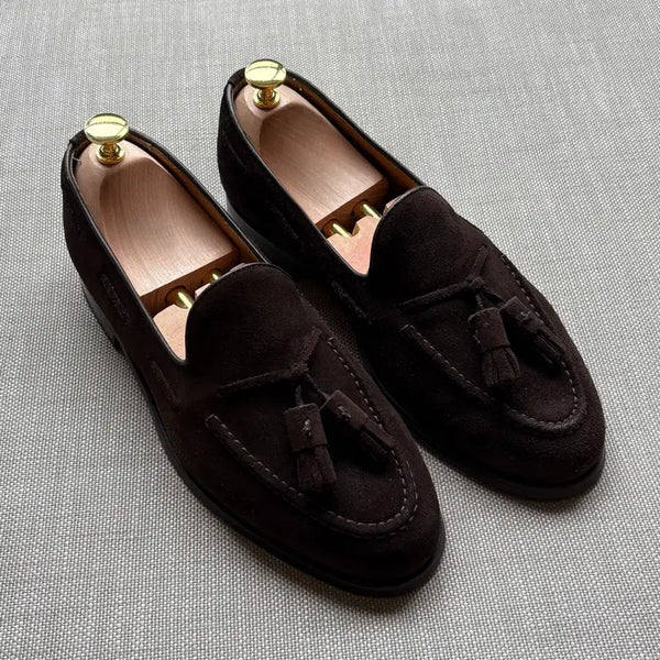 [BUNJANG] Berwick 8491 Dark Brown Suede Tassel Loafers / [7 1/2] Berwick 8491 다크 브라운 스웨이드 태슬 로퍼