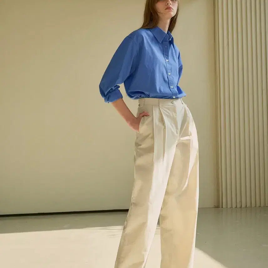 [BUNJANG] SIYAJU 2-Pleat Wide Chino Pants Ivory / 시야쥬 SIPT7068 투턱 와이드 치노 팬츠 아이보리