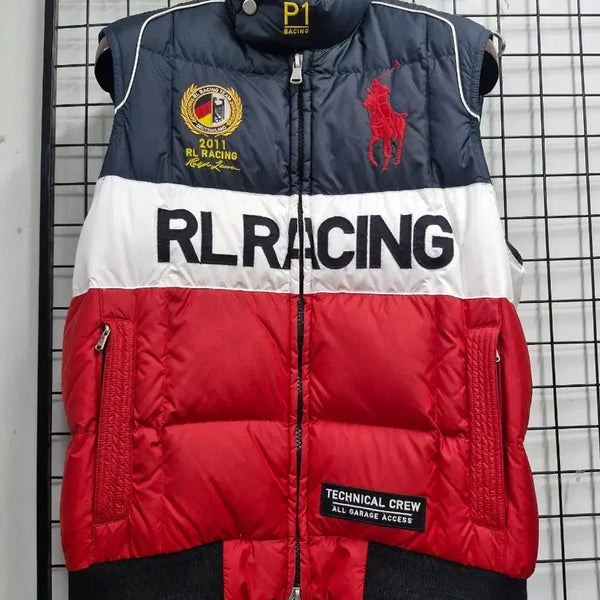 [BUNJANG] Polo Ralph Lauren Racing Embroidered Down Vest 100L / 100L 폴로 랄프로렌 레이싱 자수 다운 조끼 베스트.