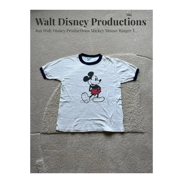 [BUNJANG] 1980s Disney Mickey Mouse Ringer T-Shirt - Made in USA / 80s Disney 미키마우스 링거 티셔츠 (100-105)