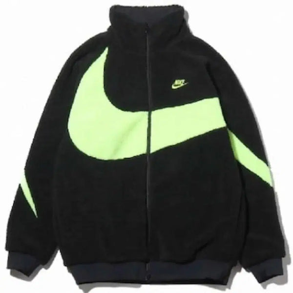 [BUNJANG] Nike Big Swoosh Full Zip Reversible Fleece Jacket Black Volt / 나이키 빅 스우시 풀 집업 리버시블 후리스 자켓 블랙 볼트