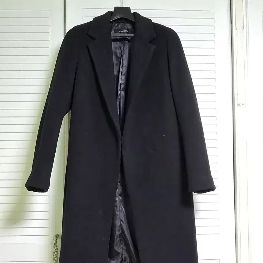 [BUNJANG] Giordano Simple Black Long Coat / 지오다노 심플 블랙 롱코트 / 데일리 코트 / 출근룩