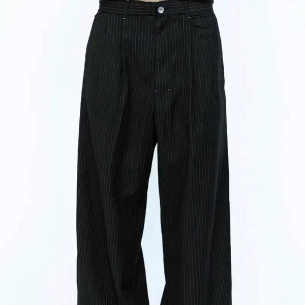 [BUNJANG] Politeru Pin Stripe Trousers Black / [1] 폴리테루 핀 스트라이프 트라우저 블랙