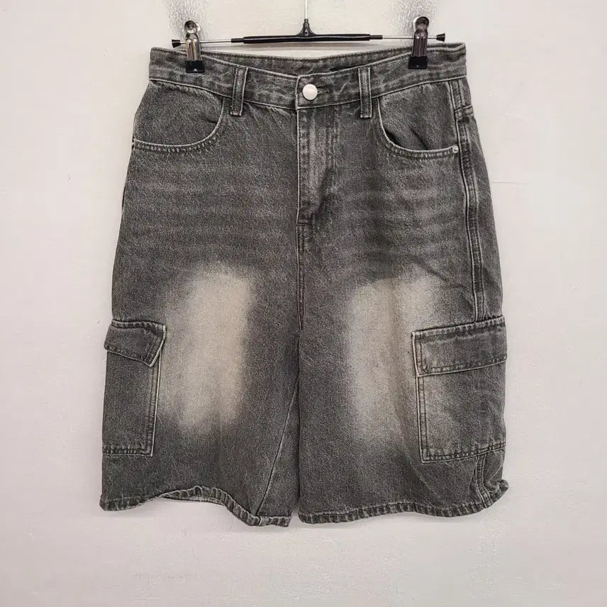 [BUNJANG] S-BIN Washed Denim Cargo Shorts 26 inch / [26 inch] S-BIN 워싱 데님 카고 반바지
