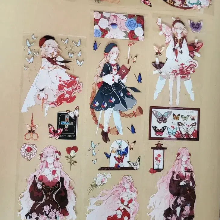 [BUNJANG] Butterfly and Girl Deco Sticker Set / 다꾸 스티커 소분 (나비와 소녀)