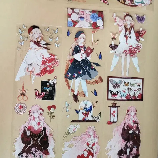 [BUNJANG] Butterfly and Girl Deco Sticker Set / 다꾸 스티커 소분 (나비와 소녀)