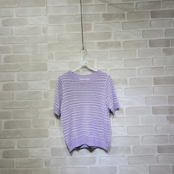 [BUNJANG] Mesh Short Sleeve Knit Top - Free Size / ㅊ158 매쉬 반팔 니트 F