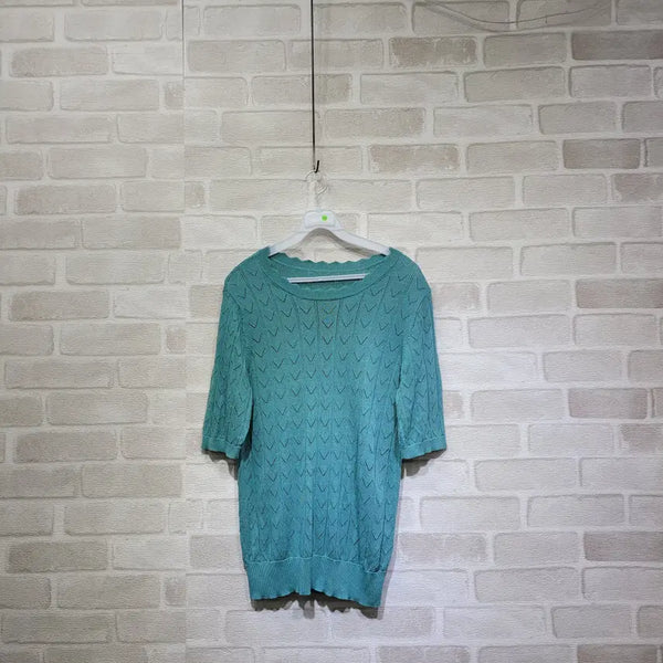 [BUNJANG] Wave Neck Short Sleeve T-Shirt Size 66 / ㅊ156 물결넥 반팔 66