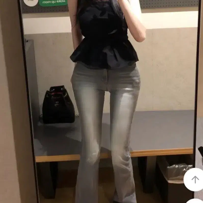 [BUNJANG] Stretch Gray Denim Washed Bootcut Pants (L) / 스판 그레이 데님 워싱 부츠컷 (L)