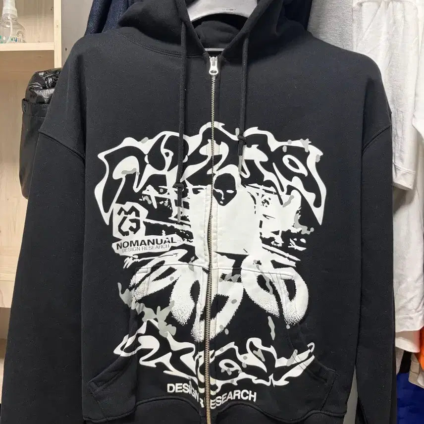 [BUNJANG] No Manual Hooded Zip-up Jacket Black Medium / 노메뉴얼 후드집업 남여공용 m사이즈