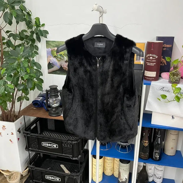 [BUNJANG] Tube Real Mink Zip-Up Vest (Size 55) / Tube 리얼 밍크 베스트 집업 55