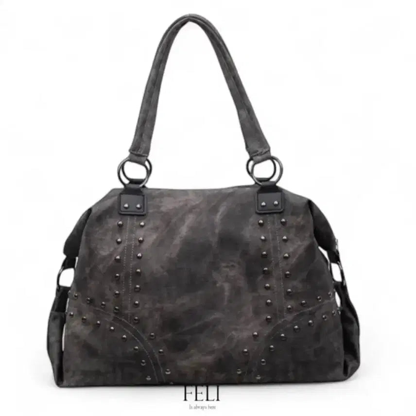 [BUNJANG] Ablee Vintage Washed Studded Big Shoulder Bag / 에이블리 빈티지 워싱 스터드 빅 숄더백 노트북수납 데일리 보부상 가방