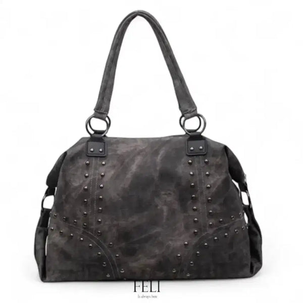 [BUNJANG] Ablee Vintage Washed Studded Big Shoulder Bag / 에이블리 빈티지 워싱 스터드 빅 숄더백 노트북수납 데일리 보부상 가방