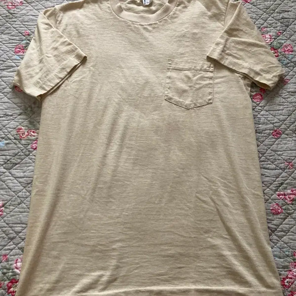 [BUNJANG] Vintage Town Craft Pocket Short Sleeve T-Shirt Beige L / 빈티지 Town Craft 포켓 반팔 티셔츠 beige L